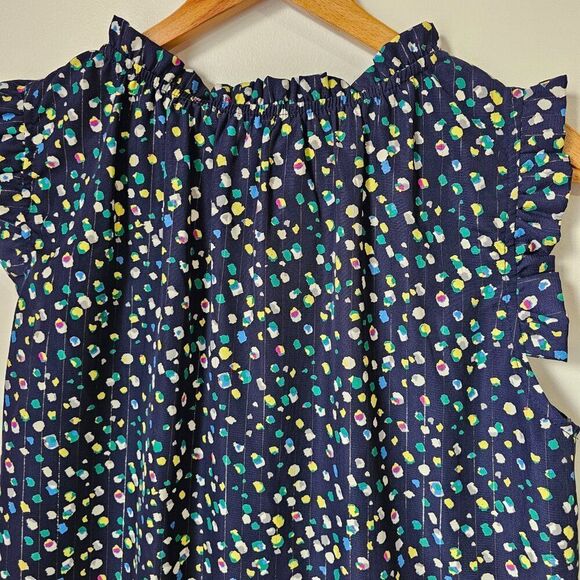 EUC LIKE NEW BETSEY'S BOUTIQUE SHOP SPECKLED MOCK NECK RUFFLE EDGES TANK TOP SM - Picture 9 of 15